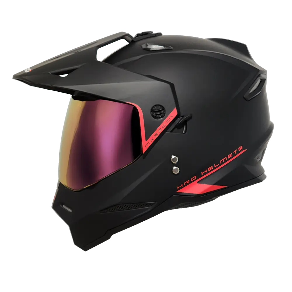 [140400708] CASCO HRO-MX330 SOLIDO NEGRO MATE HRO ROJO (VISOR ROJO)  (M)