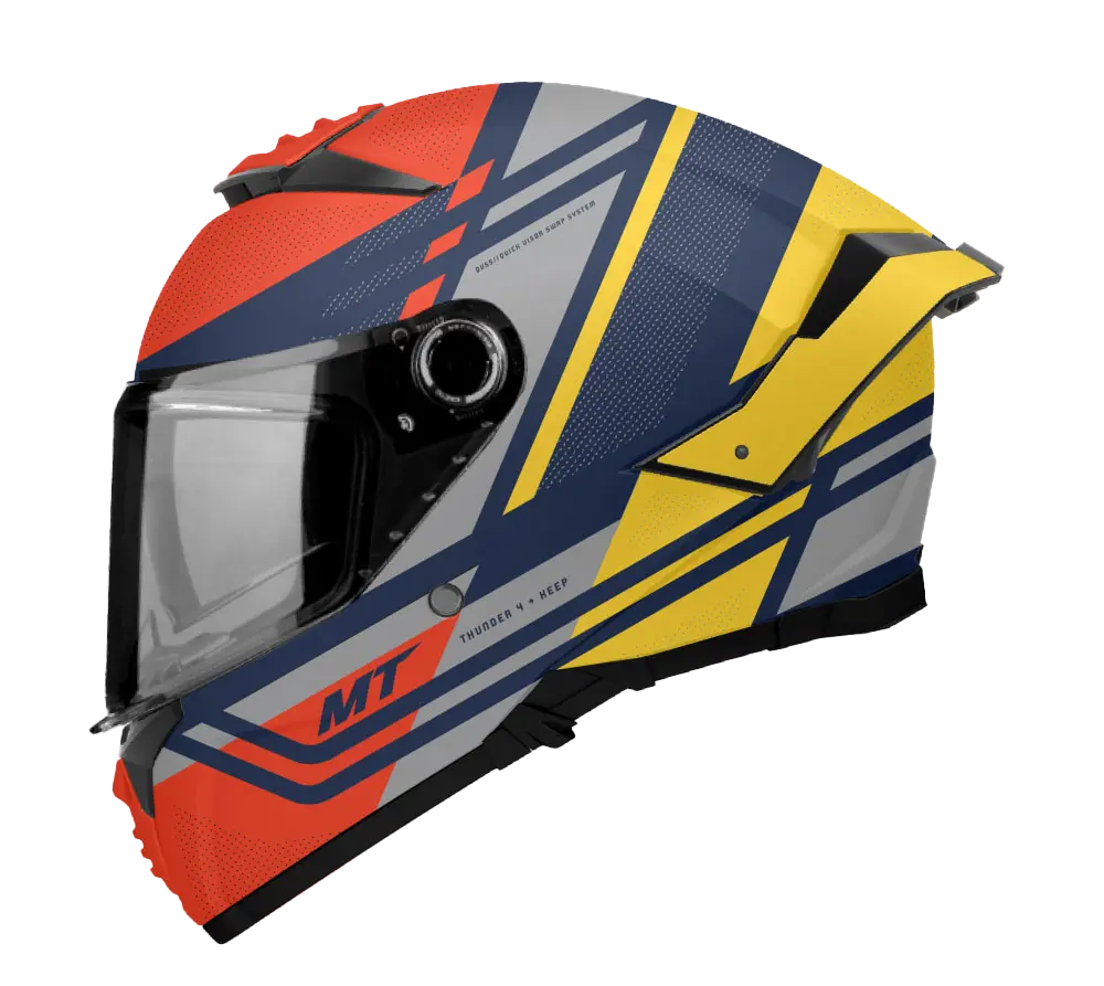 CASCO MT FF118SV THUNDER 4 SV KEEP D5 GRIS ROJO AZUL AMARILLO BRILLO