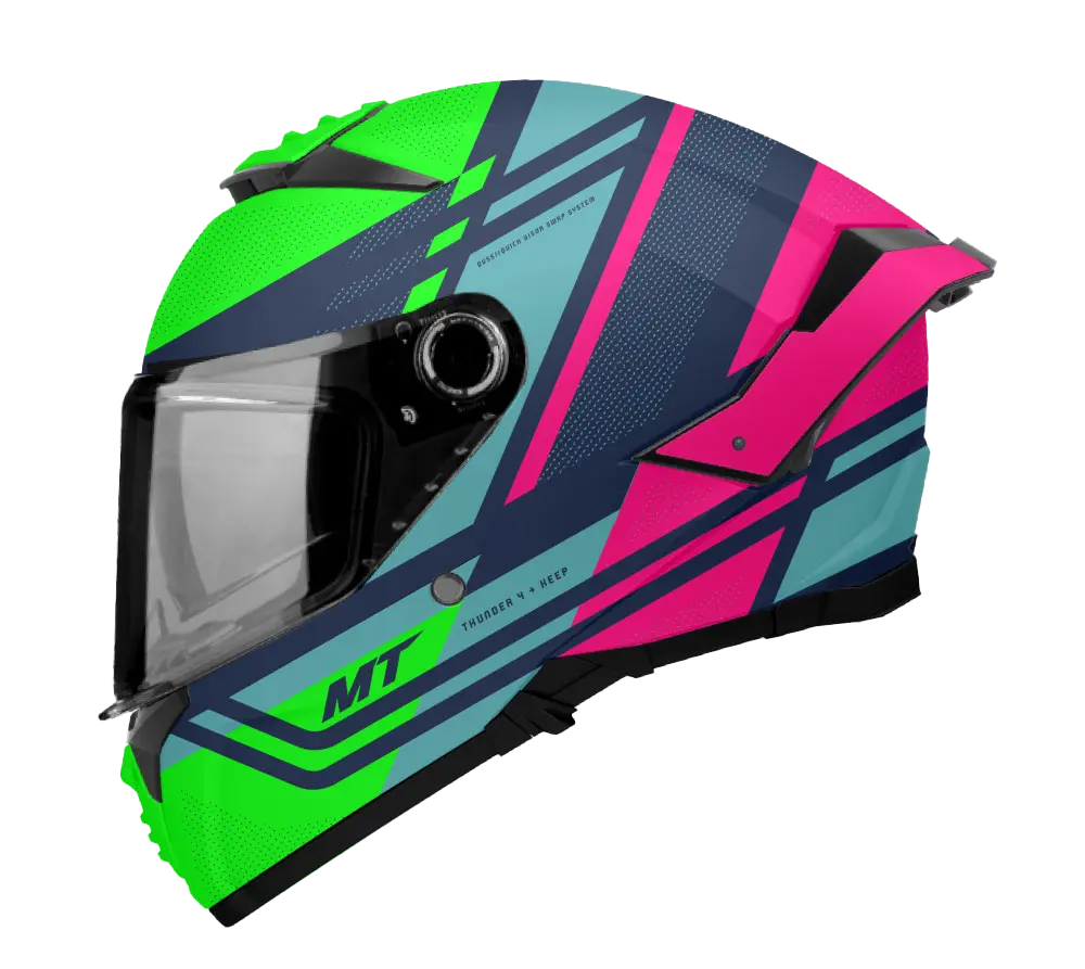 CASCO MT FF118SV THUNDER 4 SV KEEP D6 VERDE AZUL FUCSIA