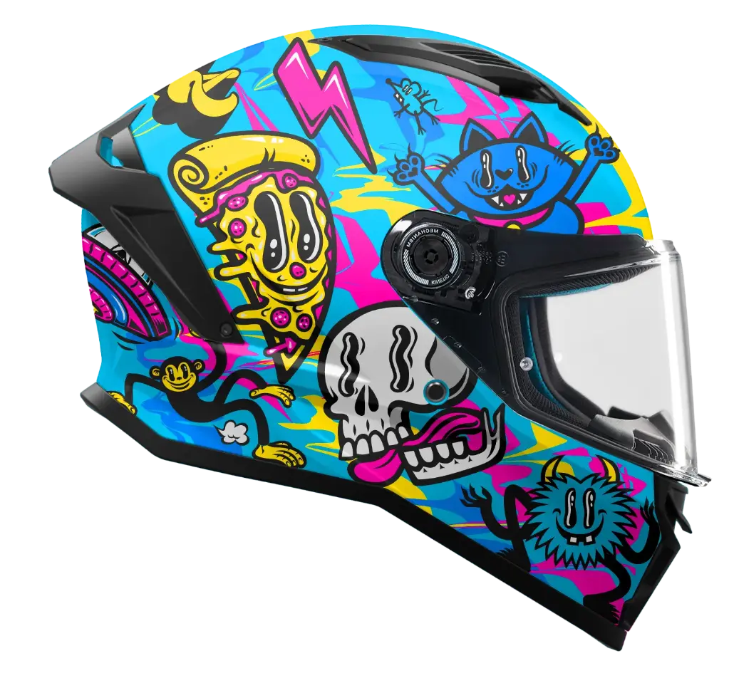 CASCO MT FF126 STINGER 2 MADNESS C7 CELESTE AMARILLO FLUO BRILLO