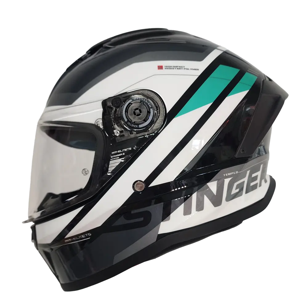 [140103810] CASCO MT FF126 STINGER 2 TEMPLO B6 NEGRO GRIS TURQUESA BRILLO (S)