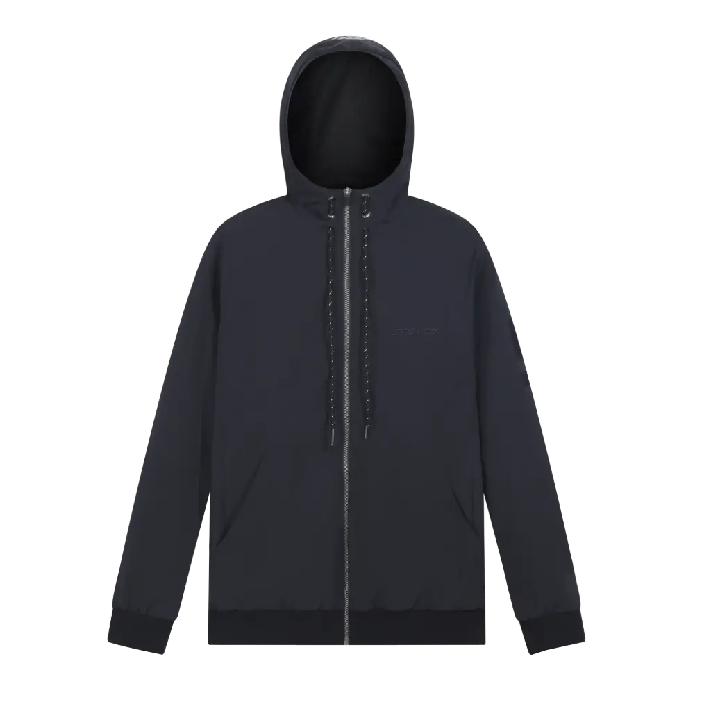 [1302008203] Jacket impermeable all season Cortavientos con protector hombreras y coderas  con capucha 4 estaciones  ST04-2 (M, Negro)